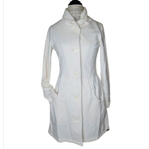 Prana Living Mariska Ivory Cream Fleece Backed Cotton Jacket Shawl Collar Size S